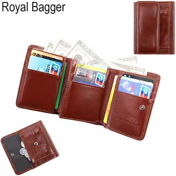 

Royal Bagger RFID 100% Italian Genuine Cowhide Multi-Card Position Men Bags Purse Retro Men‘s Clutch Bag Trifold Short Wallets