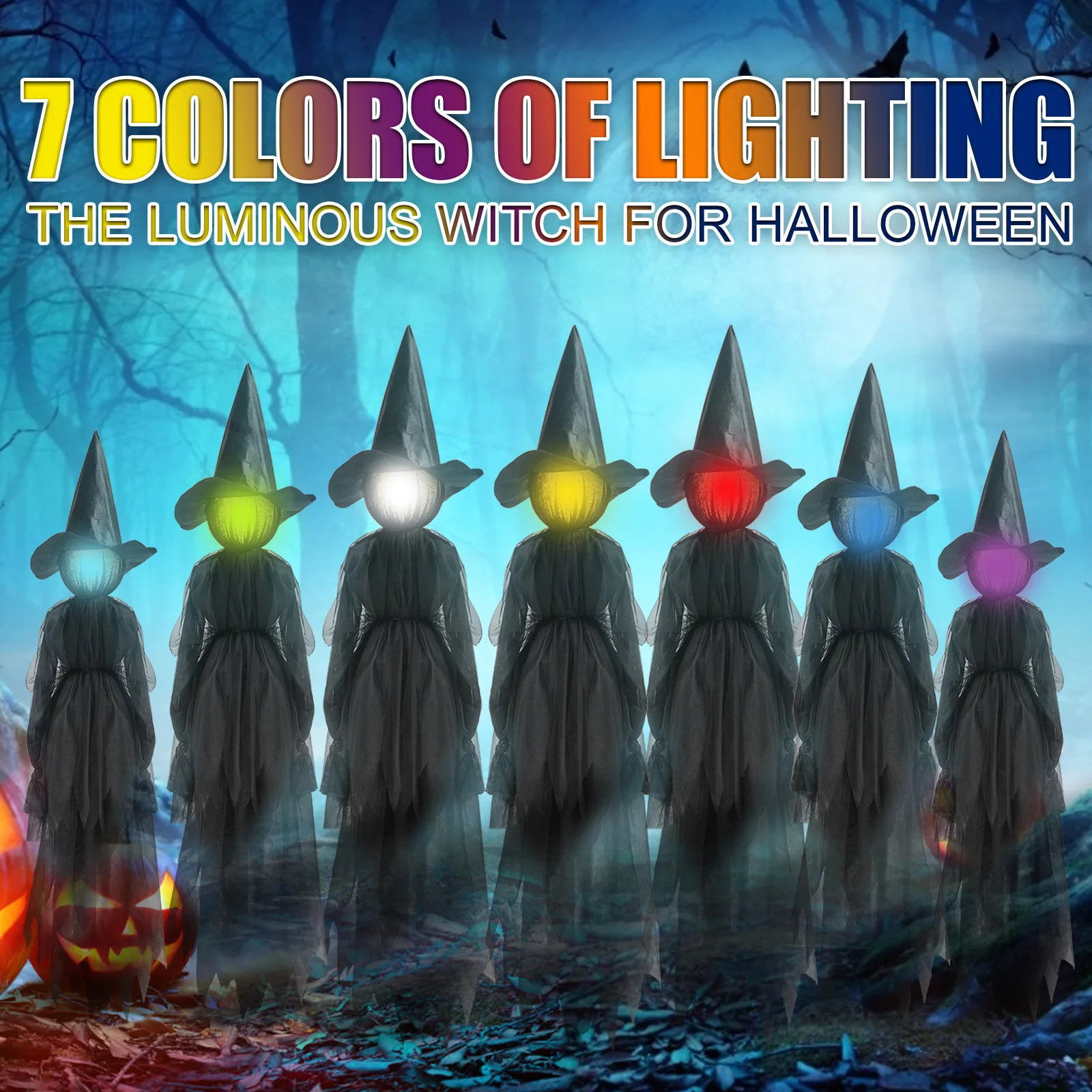 

Light-Up Witches Halloween Decorations LED Outdoor Holding Hands Ghost Home Party Decor Garden Yard Halloween DIY Ghost Props