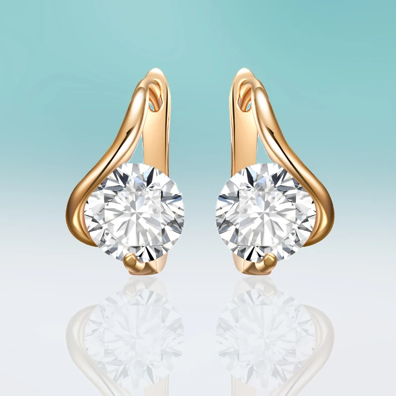 Женские серьги гвоздики с фианитом золотистые/Серебристые микроинкрустацией