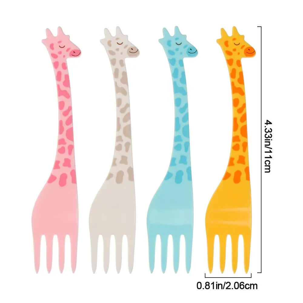 Giraffe Fruit Fork Mini Cartoon Children Snack Cake Dessert Fruit Pick Toothpick Salad Kids Tableware 12 Pcs/Set