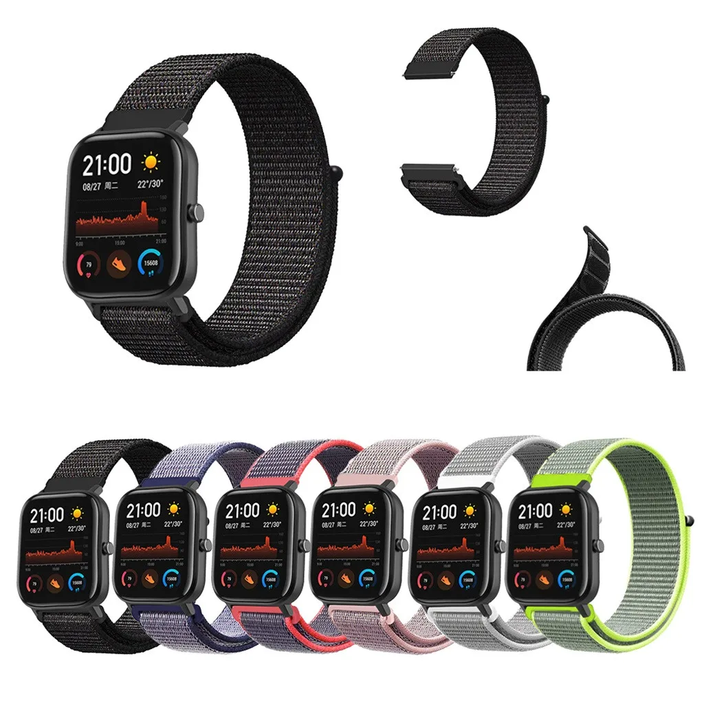 Ремешок на запястье с нейлоновой петлей для Huami Amazfit GTS, ремешок для умных часов, сменный мужской Т-образный ремешок, Женский Мужской спортивный цветной браслет, 19Sep