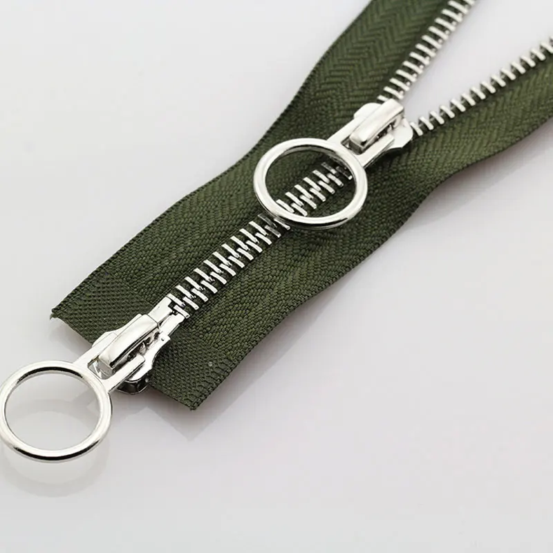 5# 70/90cm Metal Long Zipper Double Slider Two-Way Zip for Jackets Zipper Repair Kit Ring Buckle Replacement Sewing Material