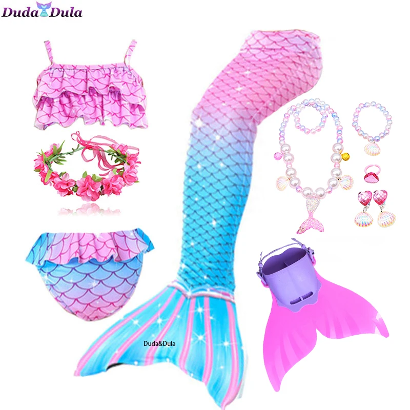 女リトルマーメイド尾水泳monofin女の子のための水着マーメイドパーティー衣装のための水着 Girls Costumes Aliexpress