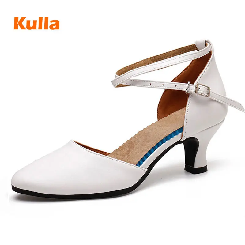 Dance-Shoes Ballroom Latin Tango High-Heels Closed-Toe Women Salsa Wedding Girls Female