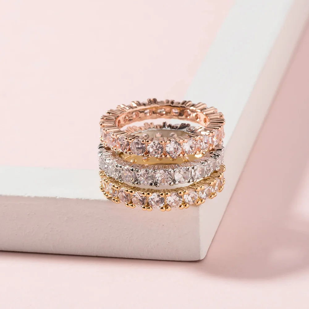 ZHOUYANG Wedding Engagement Rings For Women Exquisite Personality Cubic Zirconia 3 Color Party Gift Fashion Jewelry KBR076