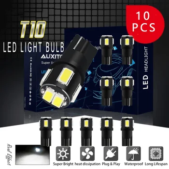 

10PCS 12V-24V T10 W5W 168 2825 194 158 192 Car LED License Plate Trunk Dome Light Bulb 6000K White
