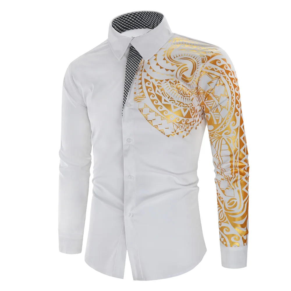 Men's Shirt Men's Gold Long Sleeve Shirt Business Dress Men's Dress Shirt |  eBay