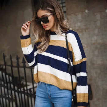 

2019 New Sweater Women Plaid Pocket Casual Knitted Outerwear autumn winter long sleeve Sweaters women clothes casaco feminino