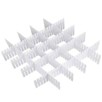 

12 PCS Adjustable Drawer Separator, Grid Drawer Divider DIy Plastic Organizer Drawer Organizer Underwear Storage Socks Tie Cosme