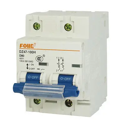 

AC 400V 80A Two Poles Overload Protection MCB Mini Circuit Breaker