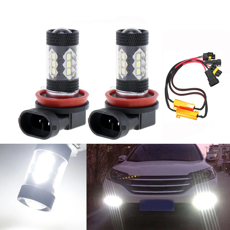 

2x Canbus No Error H8 H11 Led Fog Lights Bulb HB4 9006 Car Driving Running Lamp Auto Leds Light 3030SMD 1200LM 6000K White