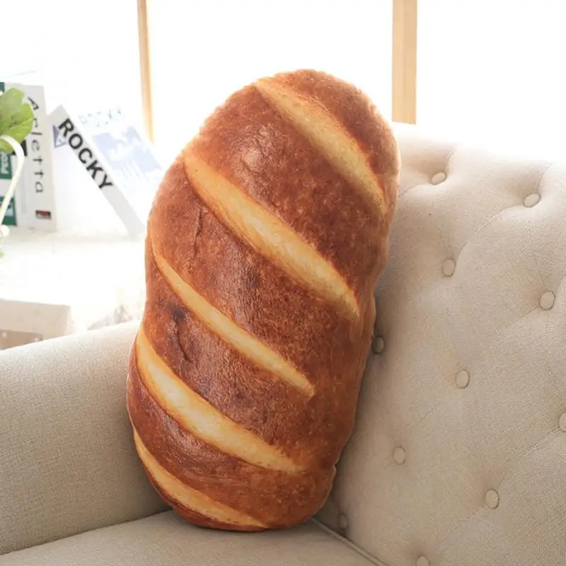 3D Simulation Bread Shape Pillow Soft Lumbar Back Cushion Plush Stuffed Plush Cute Toys for Children Sofa Bedroom Decor Pillow