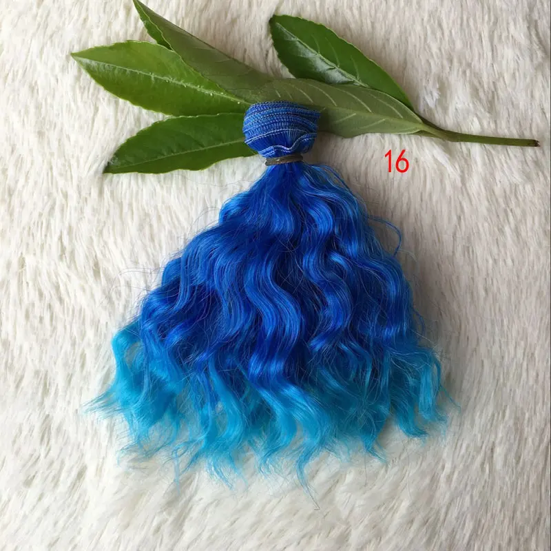 Вьющиеся парики для шарнирных кукол волосы волнистые трессы для BJD и SD волос белый коричневый и градиентный парик аксессуары для кукол - Цвет: blue wig for doll