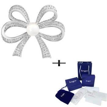 

SWA Exquisite High Quality Stereo Double Bow Brooch Elegant Temperament Feminine Jewelry For Girlfriend Fashion Romantic Gift