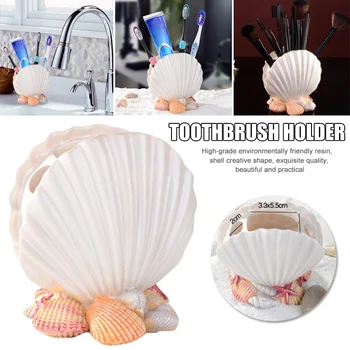 

Toothpaste Rack Resin Toothbrush Holder Innovative Shell Shaped Pen Holder Case HVR88