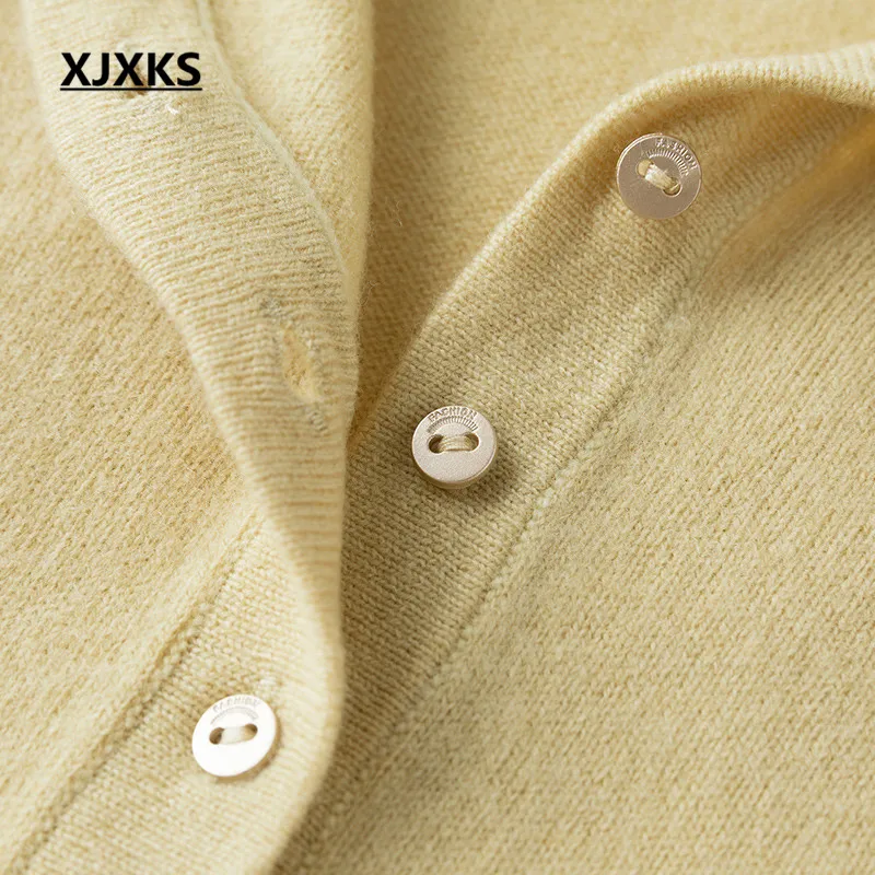 XJXKS wool knitted dress women pullover autumn winter new fashion hooded loose plus size casual women long sweater