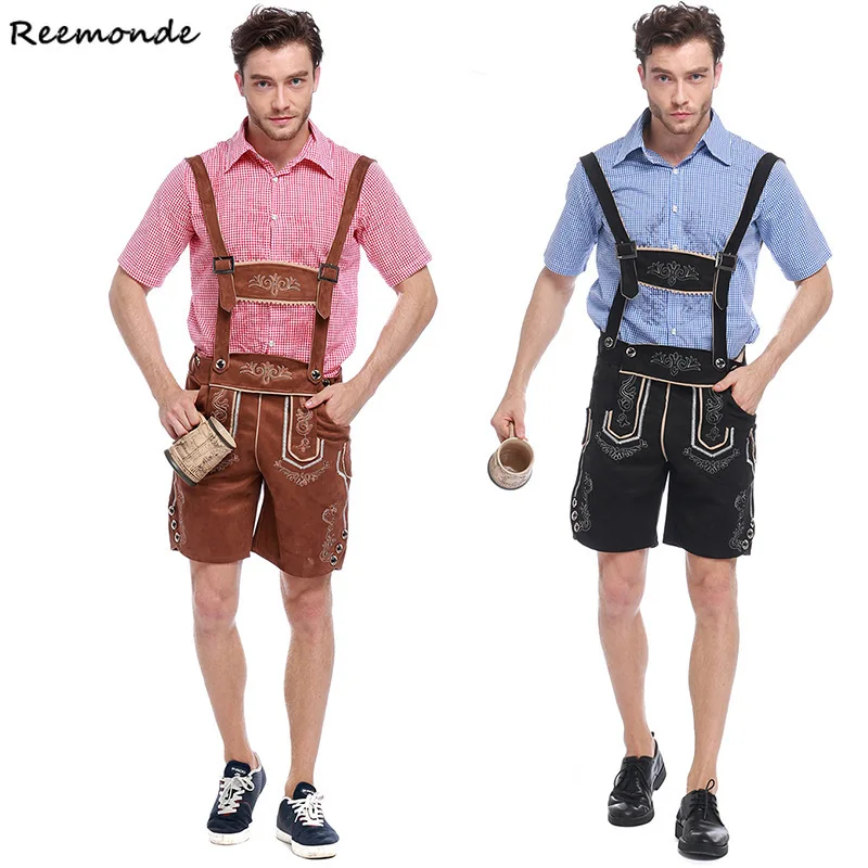 

German Oktoberfest Costumes Men Traditional Bavarian Beer Male Octoberfest Shirt Pants Outfit Cosplay Halloween Festival Party