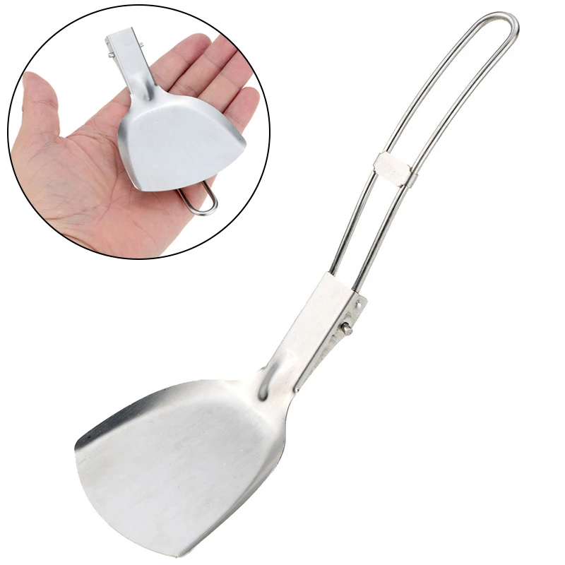 Outdoor Cooking Shovels Stainless Steel Picnic Cookware Folding Spatula Cookware Parts Hiking Camping Tableware