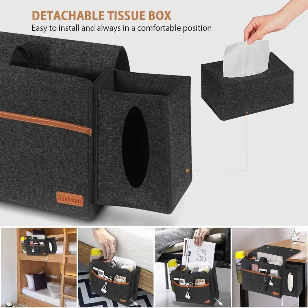 Bedside Storage Bag,Multi-Pocket Hanging Bag Storage Holder Organize Tissue ,Mobile Phone, Charger for Bedroom ,College Dorm