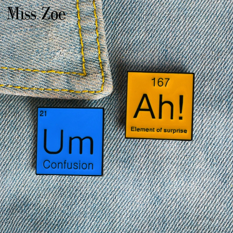 

Periodic Table Enamel Pin Ah! Um Brooches Bag Clothes Lapel Pin Modal Particle Badge Funny Jewelry Gift for Chemistry Friends