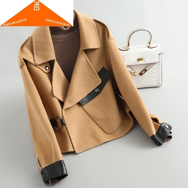 Женское шерстяное пальто элегантное винтажное повседневное в Корейском стиле
