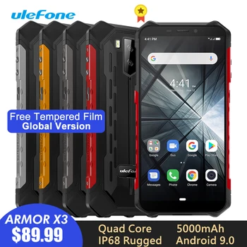Перейти на Алиэкспресс и купить Прочный смартфон Ulefone Armor X3, IP68/IP69K, Android 9,0, 5,5 дюйма, 18:9, 2 Гб, 32 ГБ, 5000 мАч, разблокировка лица, прочный мобильный телефон
