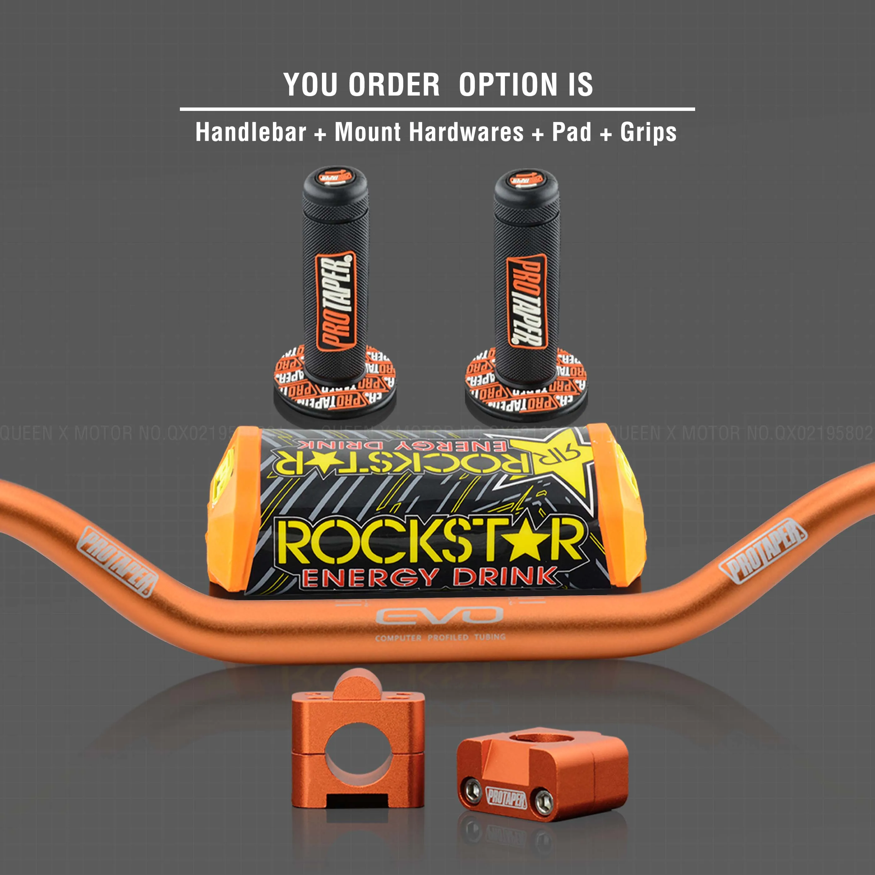 Руль для Pro Taper Pack Bar 1-1/" 6 дней Fatbar Колодки Ручки Pit Pro Racing Dirt Pit Bike мотоцикл с адаптер cnc - Цвет: Orange Full Kit