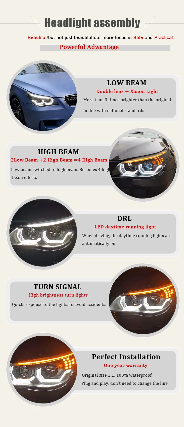 2 шт. автомобильный стиль светодиодный фары для BMW 5 серии e60 03-10 для e60 Головной фонарь светодиодный DRL Объектив двойной луч H7 HID Xenon bi xenon объектив