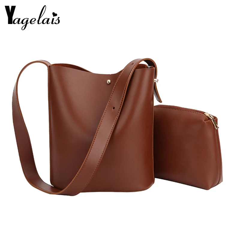 Сумка мешок женская из экокожи модный саквояж на одно плечо в простом стиле