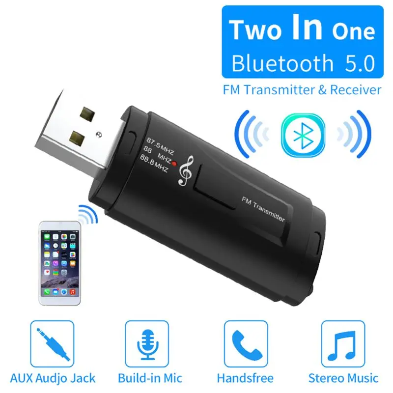 Автомобильный USB Bluetooth 5,0 приемник адаптер fm-передатчик беспроводной адаптер
