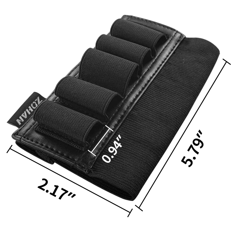 ZOHAN 5 Rounds Shotgun Shell Holder On Stock Cartridge Holder Buttstock Ammo Pouch for 12 20 Gauge Hunting Gun Accessory 5