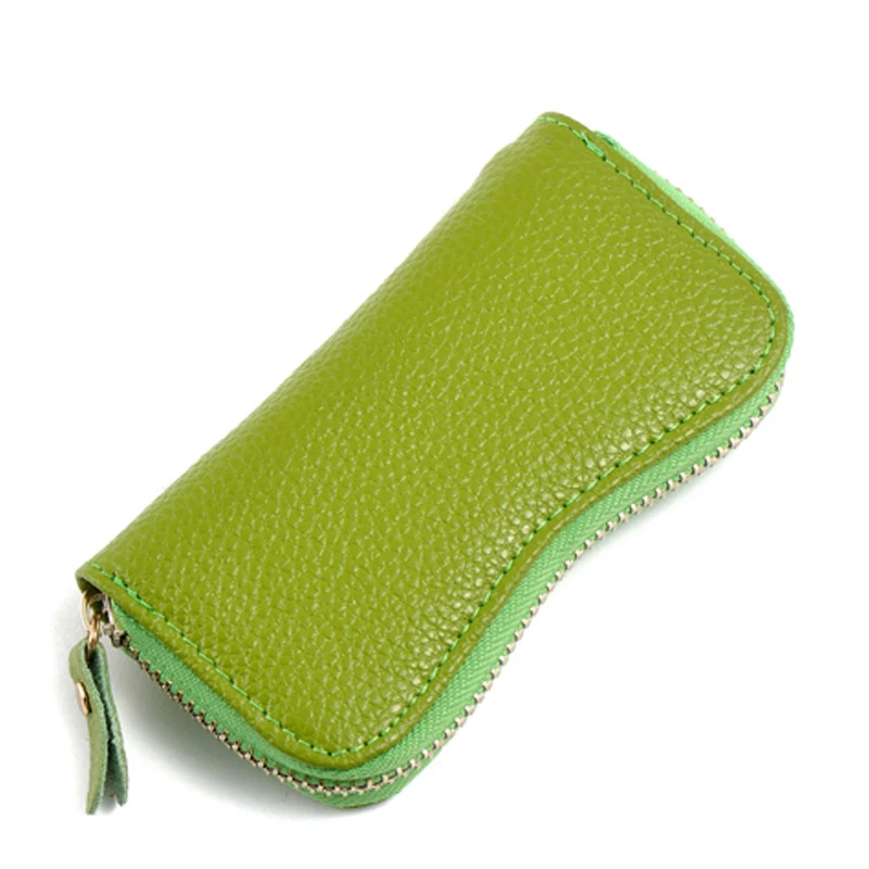 Green XZXBBAG кожаный Многофункциональный органайзер для ключей, модная сумка унисекс, чехол для ключей, для женщин и мужчин, на молнии, для ключей, для карт, чехол, кошелек - Цвет: Green