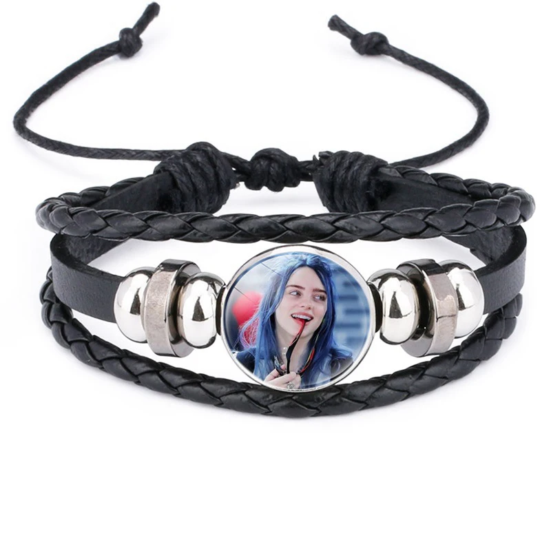 5 Billie Eilish очаровательные браслеты купольные стеклянные панк многослойные кожаные браслеты, бижутерия - Окраска металла: 5