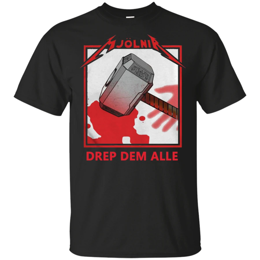 Thor x Metallicaa Kill Em All Mjolnir Drep Dem Alle топы футболки черно-темно-синие мужские и женские