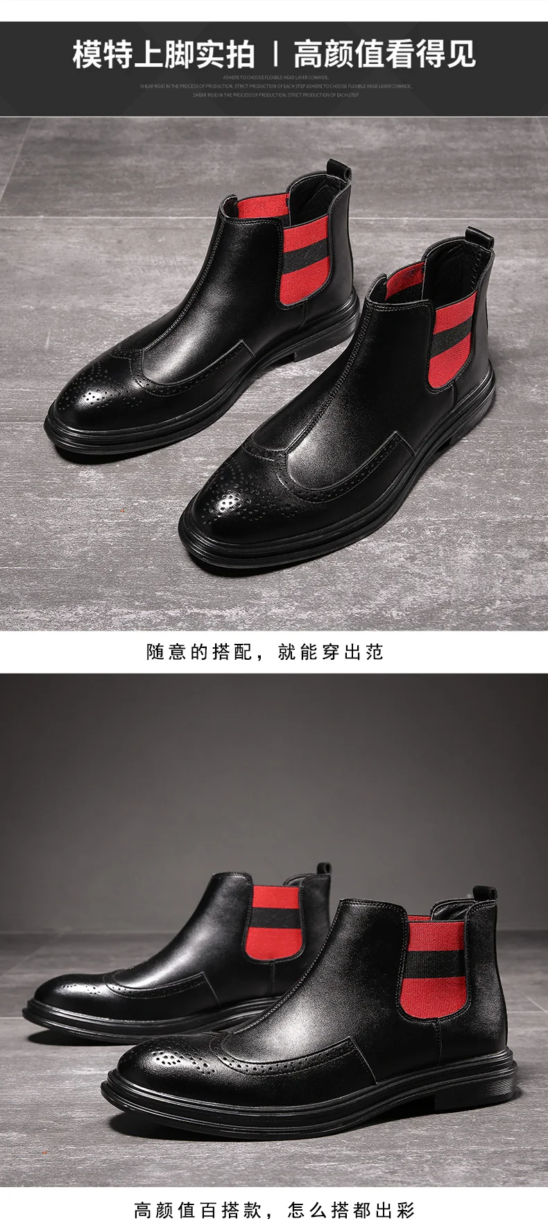 Мужские ботинки с перфорацией типа «броги» XINYIDA с острым носком Повседневные Дышащие мужские Ботильоны без застежки Модные мужские кожаные ботинки размер 38-44