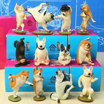 

6pcs/1lot Yoga Corgi Dog 5.5-7.5cm Action Figures Toys Brinquedo Toy Girl Boy Christmas Gift 3510