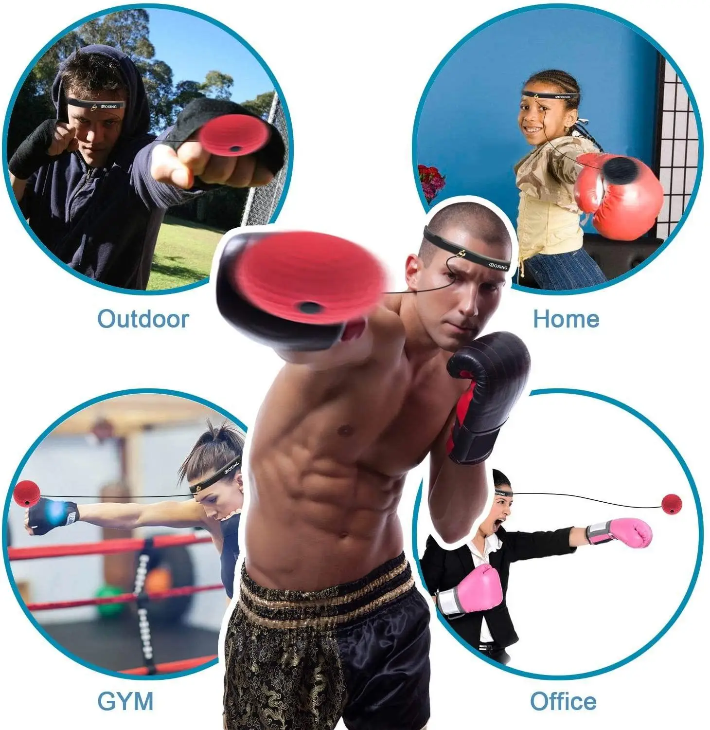 Boxing Reflex Ball Set 4 2 Difficulty Level with Silicone Headband for MMA Punching Speed Fight Skill Ball Reaction Agility head mounted speed ball boxing speed ball boxing reaction ball