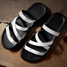 Мужские сандалии ручной работы; пляжная обувь; нескользящие шлепанцы; sandalia masculina; модные дизайнерские кожаные сандалии-гладиаторы с закрытым носком в римском стиле