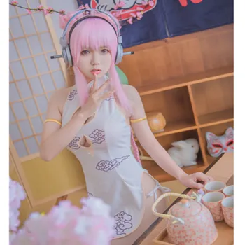 

Super Sonico the Animation Printed Cheongsam Cosplay Costume Dress Halloween Fancy Costumes for Women
