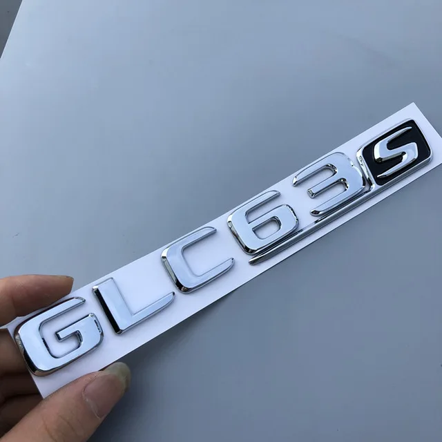 chrome GLC63S Длинные буквы R S Эмблема для Mercedes Benz AMG GTR C63S E63S GLC63S GLE63S Эмблема для стайлинга автомобилей Наклейка на багажник черный красный серебристый - Цвет: chrome GLC63S