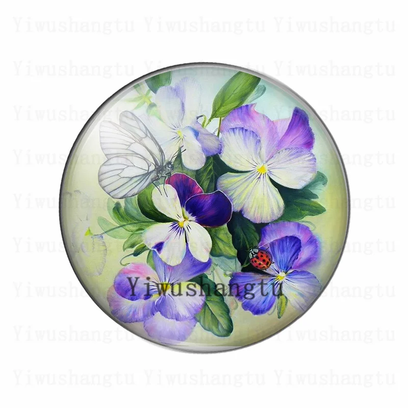 Fashion bule beautiful flowers 10pcs mixed 12mm/20mm/25mm/30mm Round photo glass cabochon demo flat back Making findings