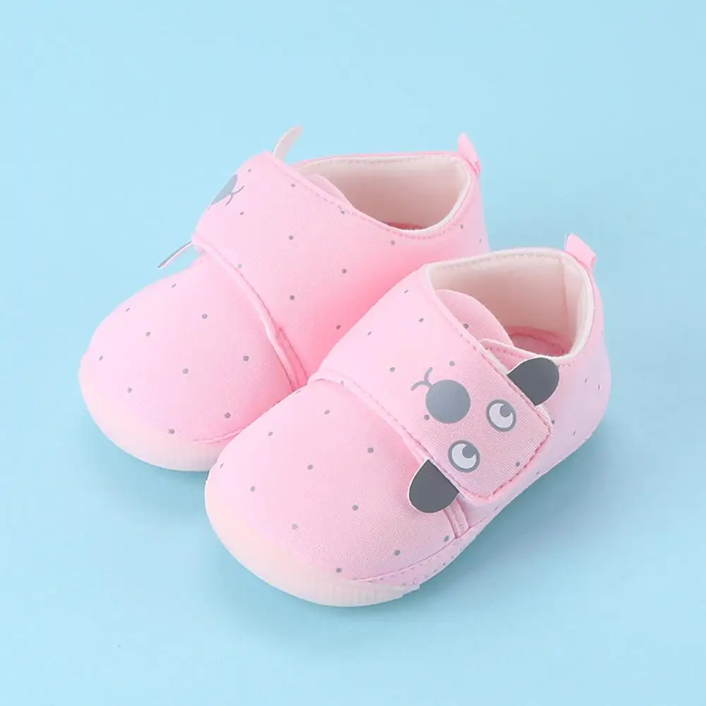 Pink Для новорожденных милый обувь для маленьких девочек и мальчиков, модная мягкая обувь с рисунком для первых прогулок на липучке по низкой цене - Color: Pink