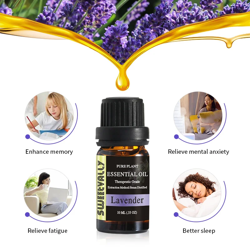 

10ml Essential Oil Relieve Stress Air Freshening for Humidifier Fragrance Lamp Aromatherapy Flower Lavender Essential Oil