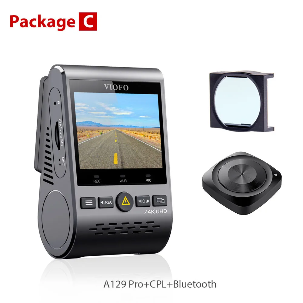 C 4K Dash Cam VIOFO A129 Pro DVR Ultra HD 4K Dash камера sony 8MP сенсор gps Wi-Fi буферный режим парковки g-сенсор Автомобильная камера новая - Название цвета: C