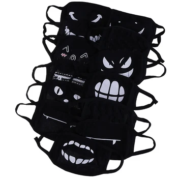 

1PCS Black Cartoon Mouth Mask Cotton Dustproof Mouth Face Mask Woman Men Half Face Soft Anti-fog Anti-dust Masks