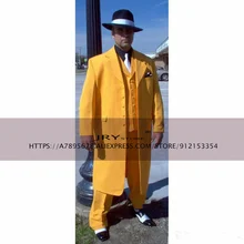 Terno masculino 3 peças de casamento noivo smoking longo casaco fino ajuste blazer + calças + colete traje homme