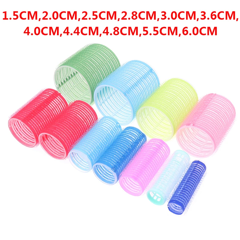 6 Pcs Hairdressing Home Use DIY Magic Large Self-Adhesive Hair Rollers Styling Roller Roll Hair Curler Beauty Tool 10 Size for 1pcs 19 14mm 3m self adhesive large wiring buckle car harness clip