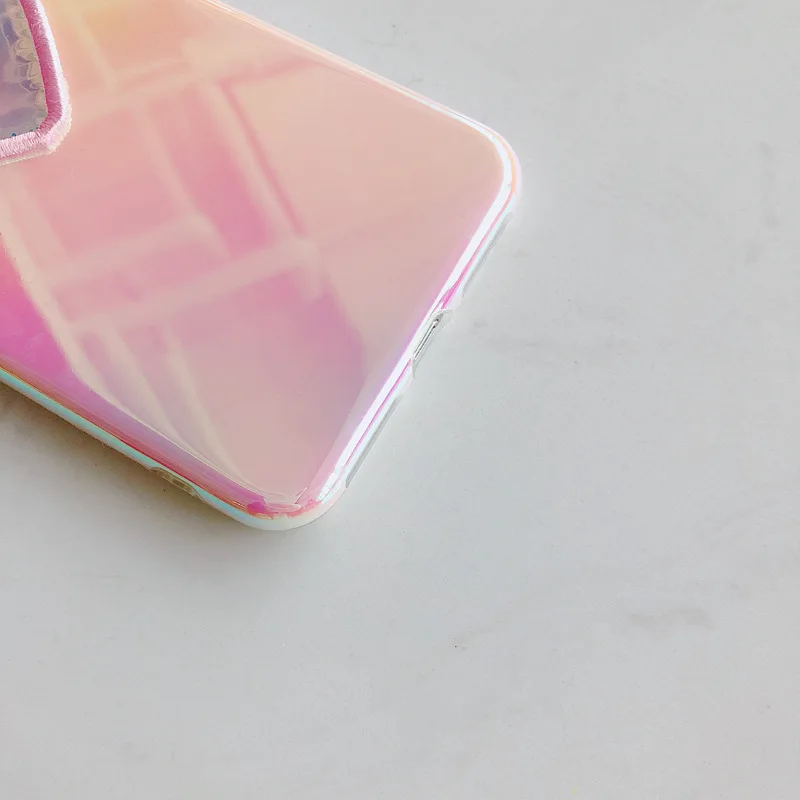 Чехол для телефона с 3D вышивкой в виде сердца для iphone 6 6s 7 8 Plus, цветной чехол из ТПУ с градиентом для iphone X XS Max XR, чехол для телефона