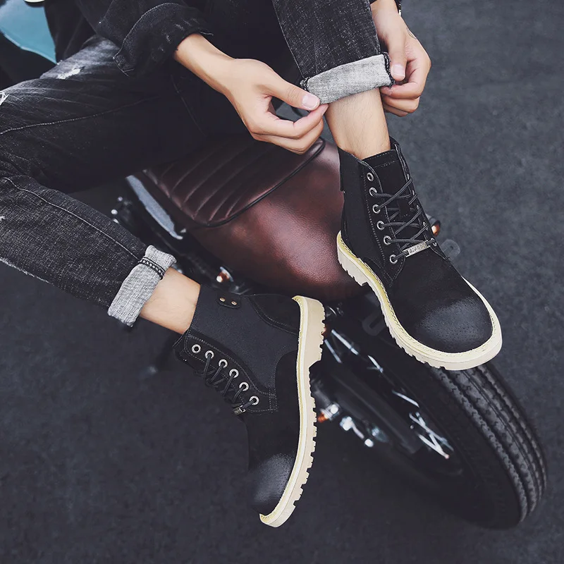 

Martin Boots Men's England Retro Hight-top Leather Shoes Genuine Leather Mid-top Snowfield Workwear Short Boots Casual Versatile