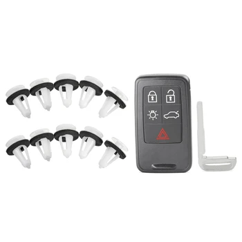 

10 Pcs Car Body Side Door Trim Card Fastener Retainers Panel Clamp Clips & 1 Pcs Car 5 Button Smart Remote Key